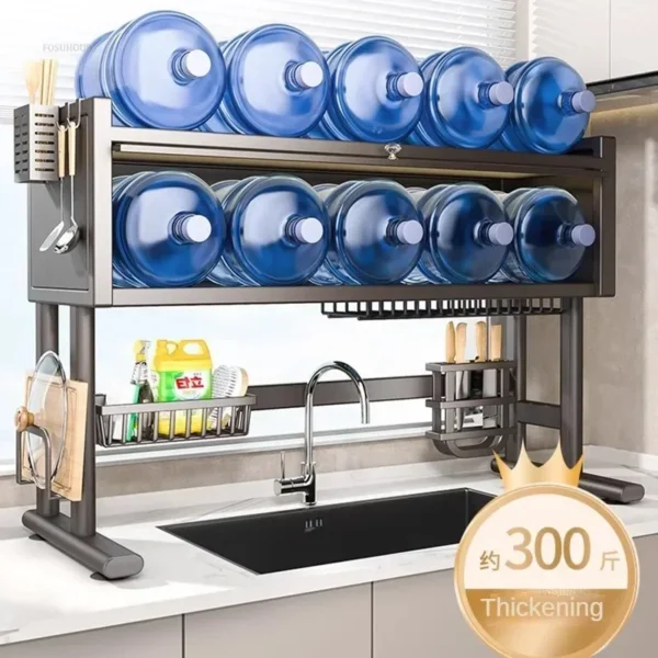Shelf Kitchen Sink Cabinet Door Storage Rack Seasoning Cutlery Drainage Dustproof Dish Storage Rack Kitchen Accessories - Image 2