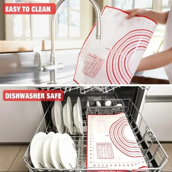 Silicone Baking Mat | Non-Stick Dough Kneading Pad for Pizza, Cake, Pastry, & Cooking | Dishwasher Safe, Multiple Sizes - Image 3