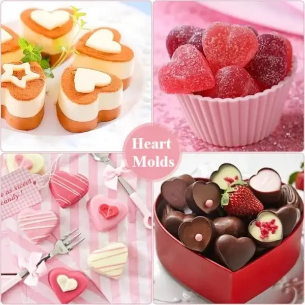 3-Piece Valentine's Day Heart-Shaped Silicone Molds – Food-Grade BPA-Free Molds for Chocolates, Candies, Cakes, Puddings & DIY Gifts - Image 6