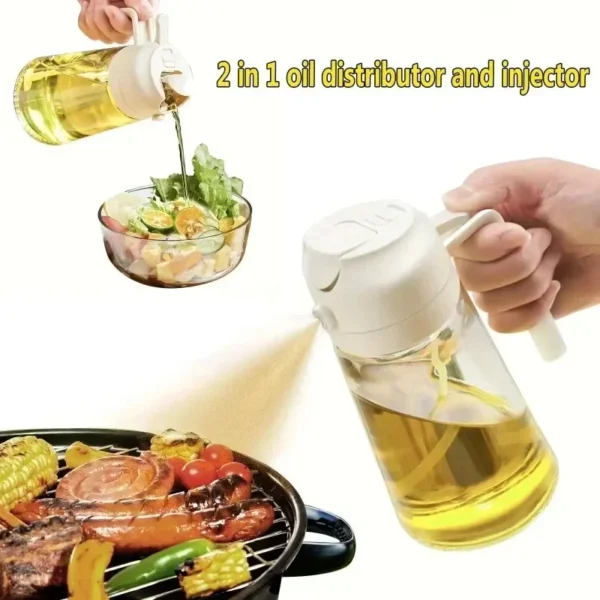 2-in-1 Oil Spray Bottle for Kitchen | 200/300/500ml Olive Oil Sprayer, Vinegar & Soy Sauce Dispenser, Multi-Purpose Spray & Pour Oil Container