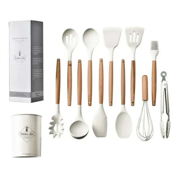 12-Piece Food-Grade Silicone Kitchen Utensil Set – Turner, Spatula, Measuring Spoons & More – Eco-Friendly, Practical Cooking Tools - Image 5