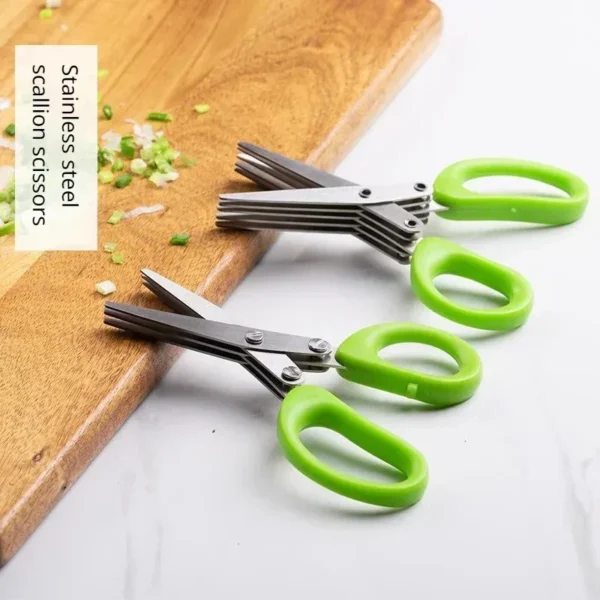 3/5-Layer Stainless Steel Kitchen Scissors – Multi-Purpose Herb & Vegetable Cutter, Scallion and Nori Slicing Tool - Image 4