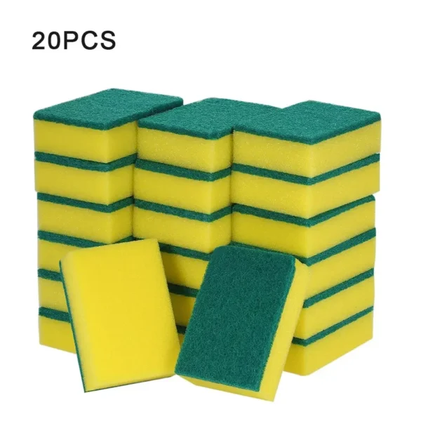 20-Pack Double-Sided Scouring Pads – Kitchen Sponges for Dishwashing, Pots, Bowls, and Home Cleaning