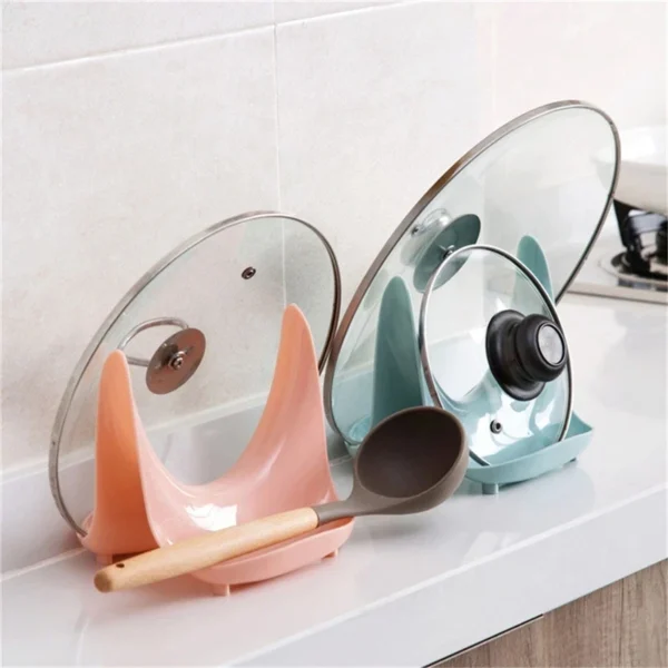 Household Spoon Pot Lid Holder Stand Useful Kitchen Storage Rack Utensil Pan Pot Lid Cover Stand Holder Shelf Rack Kitchen Tools
