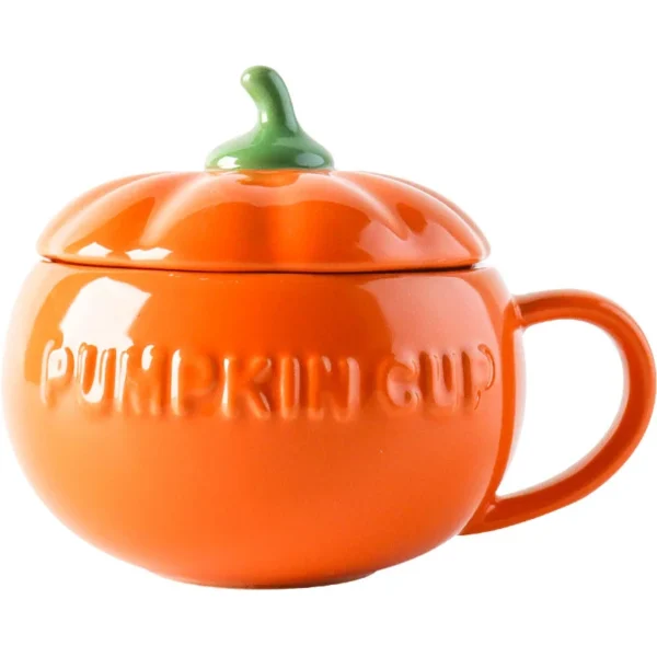 Halloween Creative Pumpkin Ceramic Mug with Spoon & Lid – Cute Soup, Tea, Coffee, Milk, Oatmeal Breakfast Cup for Kids & Adults - Image 6