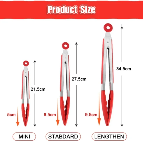 7/9/12 inch Small Silicone Clips Bread Barbecue tongs Steak Clip Food Clips BBQ Cooking Baking Salad Kitchen Accessories - Image 6