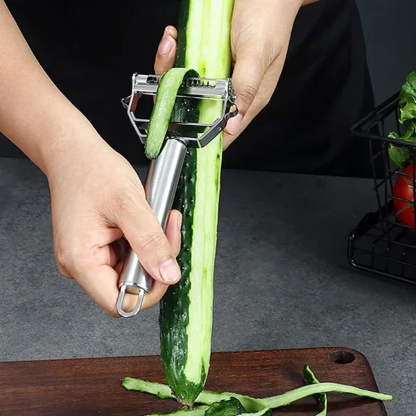 2-in-1 Stainless Steel Kitchen Vegetable Peeler & Grater – Multifunctional Potato, Carrot, Fruit Slicer, and Shredder - Image 2