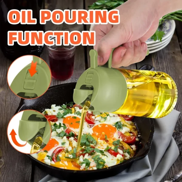 2-in-1 Oil Spray Bottle for Kitchen | 200/300/500ml Olive Oil Sprayer, Vinegar & Soy Sauce Dispenser, Multi-Purpose Spray & Pour Oil Container - Image 4