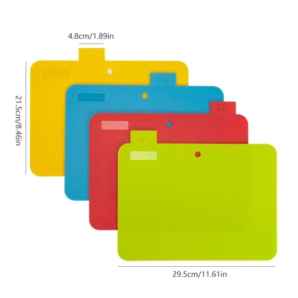 4-Piece Plastic Chopping Board Set with Holder | Non-Slip, Anti-Bacterial Food Grade Kitchen Cutting Boards - Image 6