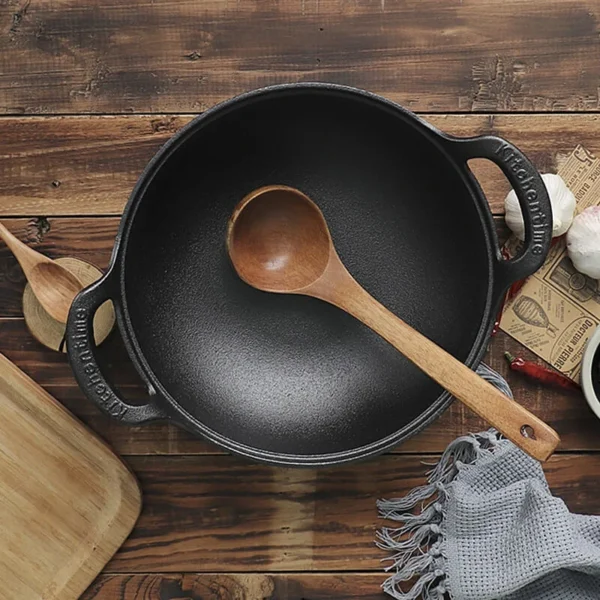 Cast Iron Pot Uncoated And Non Stick wok Casserole kitchen cooking pot cast iron skillet Cookware wok pan fry pan - Image 6