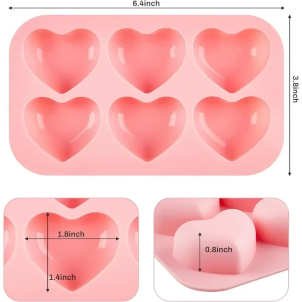3-Piece Valentine's Day Heart-Shaped Silicone Molds – Food-Grade BPA-Free Molds for Chocolates, Candies, Cakes, Puddings & DIY Gifts - Image 5