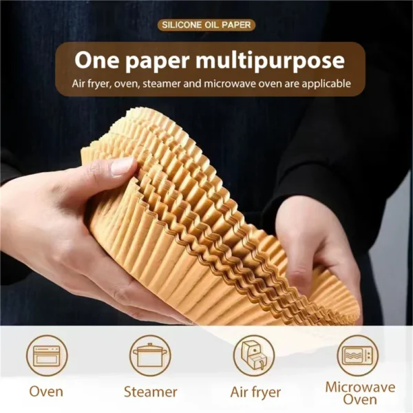 Air Fryer Disposable Paper Liner Non-Stick Parchment Liners Pan Pad Baking Mat Filter For AirFryer Microwave Oven Oil-proof Tray - Image 4