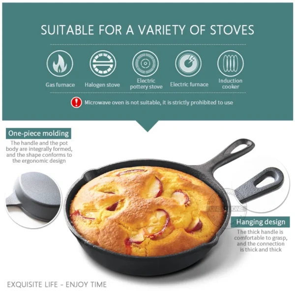 14/16/20cm Cast Iron Frying Pan,Non-stick Skillet Kitchen Fry Pot,Breakfast Pan Omelette pancake pan,Induction Cooking Cookware - Image 2