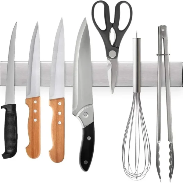 10-Inch Stainless Steel Magnetic Knife Holder – Wall-Mounted Storage Rack for Kitchen Knives & Accessories Organizer