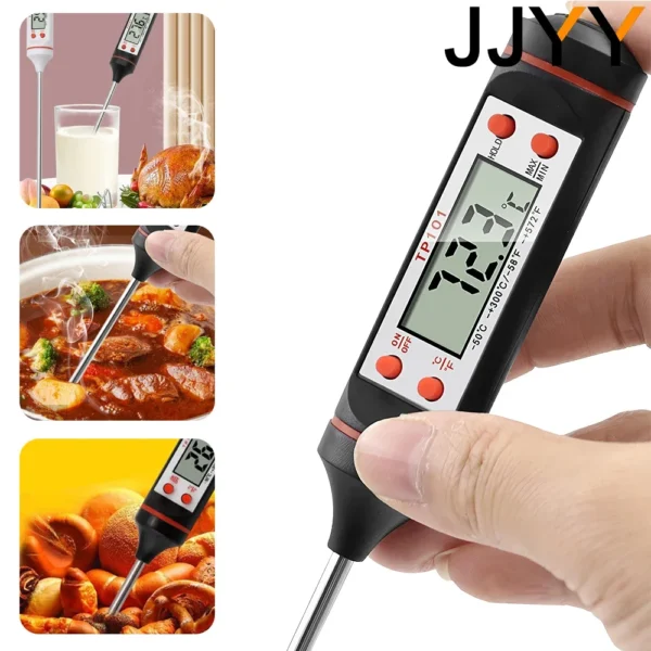 Digital Meat Thermometer – Food & BBQ Temperature Probe with Stainless Steel Probe, Wide Range -50°C to 300°C (–58°F to +572°F)