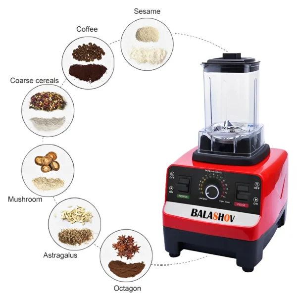 2000W High-Power Commercial Blender - Heavy Duty Mixer for Smoothies, Juices, Ice Crushing & Food Processing - BPA-Free, 1.8L Capacity - Image 2