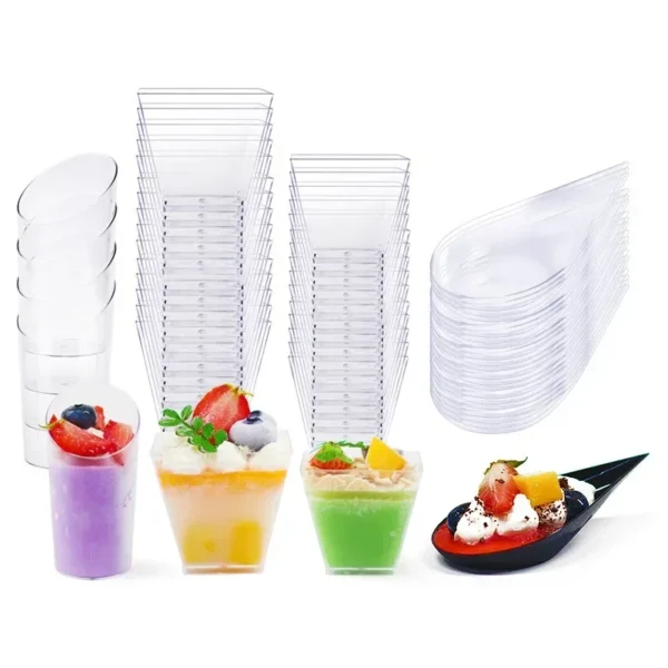 100Pack 2OZ Mini Dessert Cups for Party Small Plastic Kitchen Shooter Pudding Fruit Ice Cream - Image 4