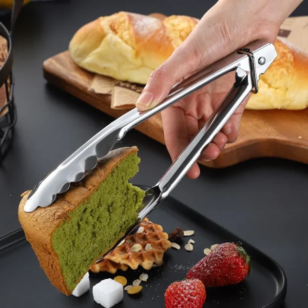 Home Kitchen Stainless Steel Tongs High Quality Bread Cakes Clip Fried Steak Barbecue Cooking Food Clamp Buffet Meal Utensil