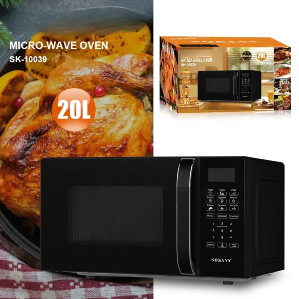 20L Pre-programmed Microwave Oven LED digital display black Microwave Oven Household Appliances - Image 2