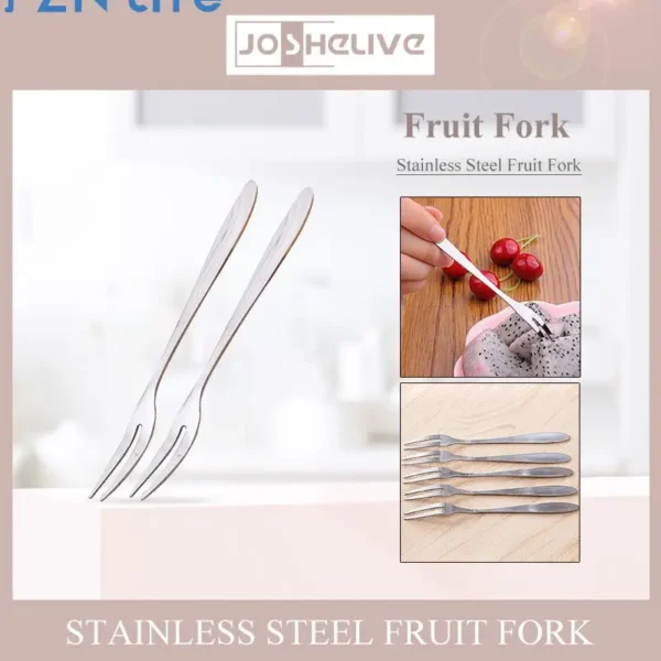 1Pc Fruit Fork Stainless Steel Dessert Salad Snack Cake Fork Durable And Easy To Clean Fruit Fork Practical Kitchen Utensils