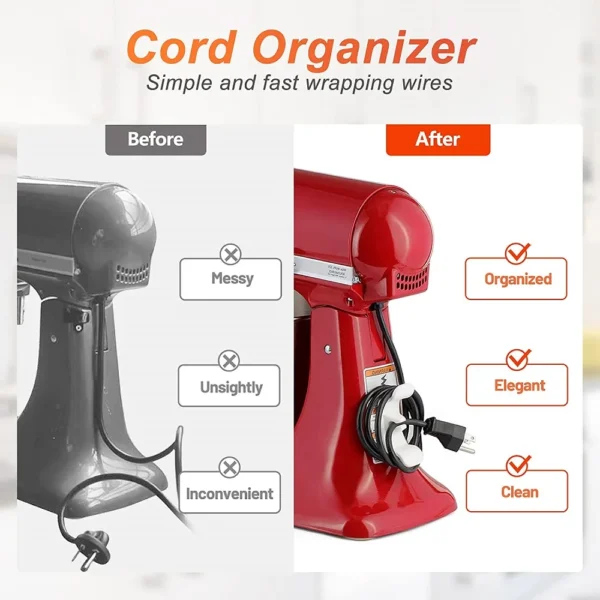 10/5/1 Pcs Cord Organizer for Appliances Kitchen Storage Cord Wrapper Cable Wire Cord Organizer Air Fryer Coffee Machine Kitchen - Image 5