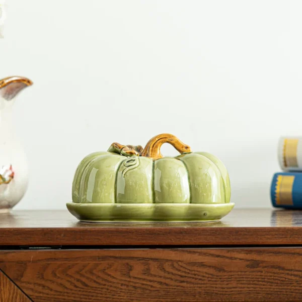 Cute and Novel Pumpkin with Lid Ceramic Dining Plate Snack Plate Kitchen Utensils Restaurant Utensils New Year's Festival Gifts - Image 3