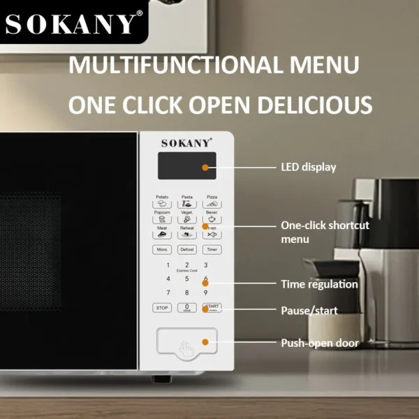 Houselin Benchtop Microwave with Smart Sensor, Touch, One-Touch Quick Menu, Silent Option, 1100W, Stainless Steel - Image 3