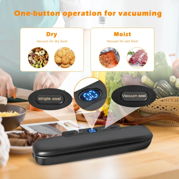 Electric Vacuum Food Sealer Machine – Includes 10 Free Vacuum Bags – Household Food Sealing Appliance (30cm Sealing Length) - Image 2