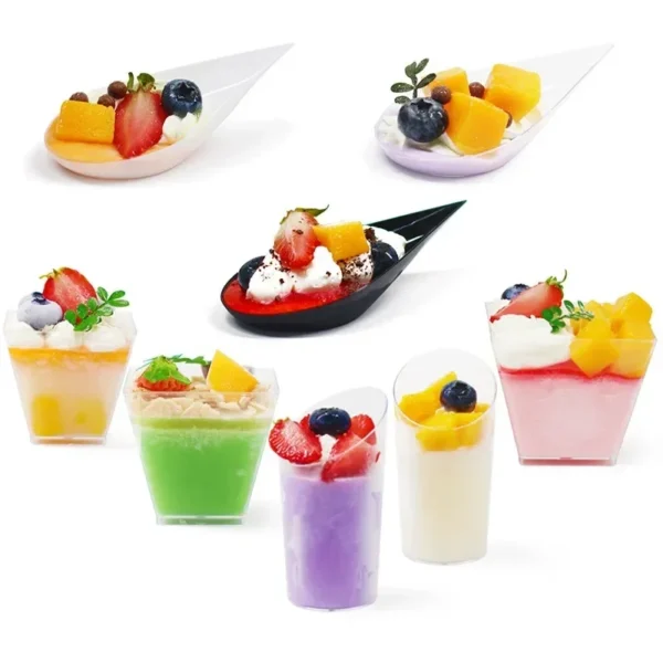 100Pack 2OZ Mini Dessert Cups for Party Small Plastic Kitchen Shooter Pudding Fruit Ice Cream - Image 2
