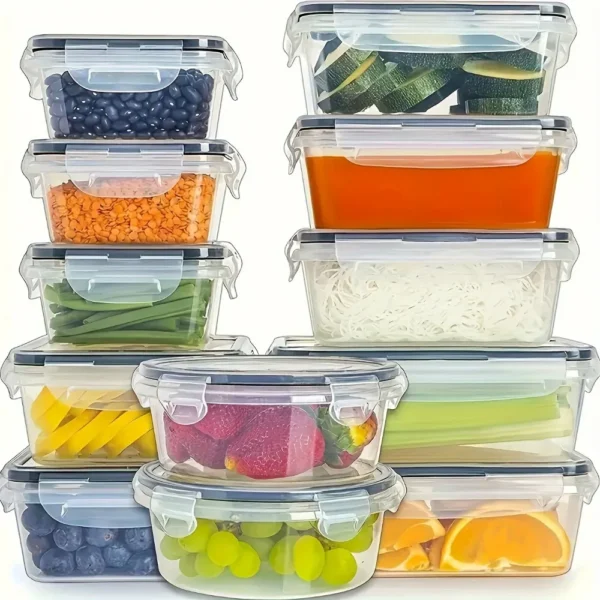 12 Sets Covered Fresh-Keeping Box | Leak-Proof Food Storage Containers | Food-Grade Plastic Kitchen Storage | Durable & Practical