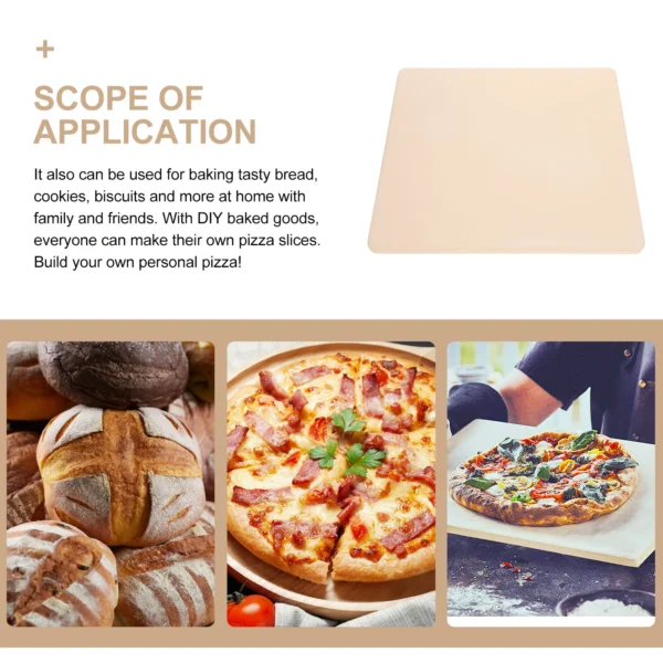 Heavy Duty Square Pizza Bake Stone for Oven & Grill | Cordierite Cooking Pan for Bread, Pizza, and More - Image 4