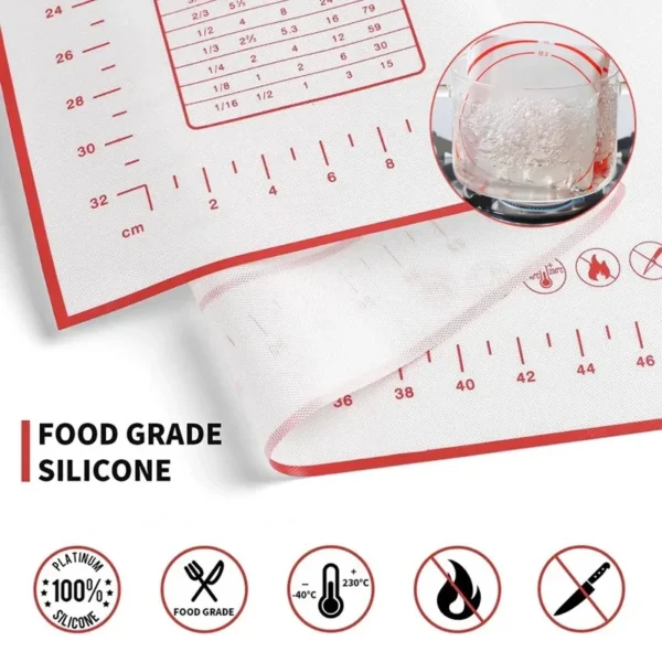 Silicone Baking Mat | Non-Stick Dough Kneading Pad for Pizza, Cake, Pastry, & Cooking | Dishwasher Safe, Multiple Sizes - Image 4