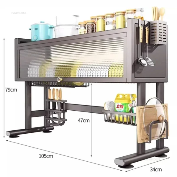 Shelf Kitchen Sink Cabinet Door Storage Rack Seasoning Cutlery Drainage Dustproof Dish Storage Rack Kitchen Accessories - Image 6